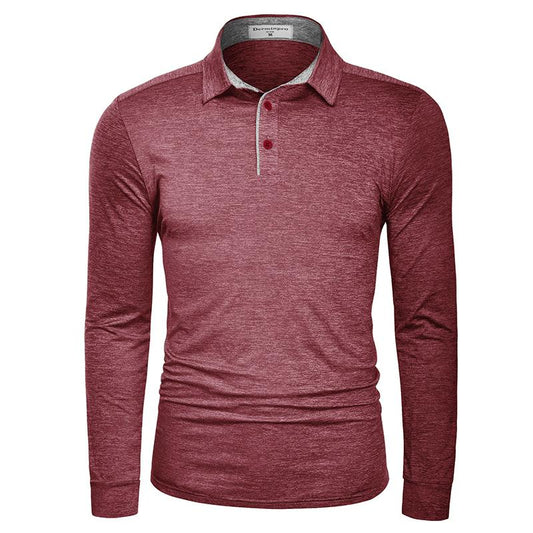 Men'S Solid Shirts New Style Casual Tshirts Polyester Henley Golf Polo Quick Dry Breathable Anit-Wrinkle Full Long Sleeve T-Shrit Tops New Arrival Summer Autumn Tee Menswear Underwear Plain Fabric