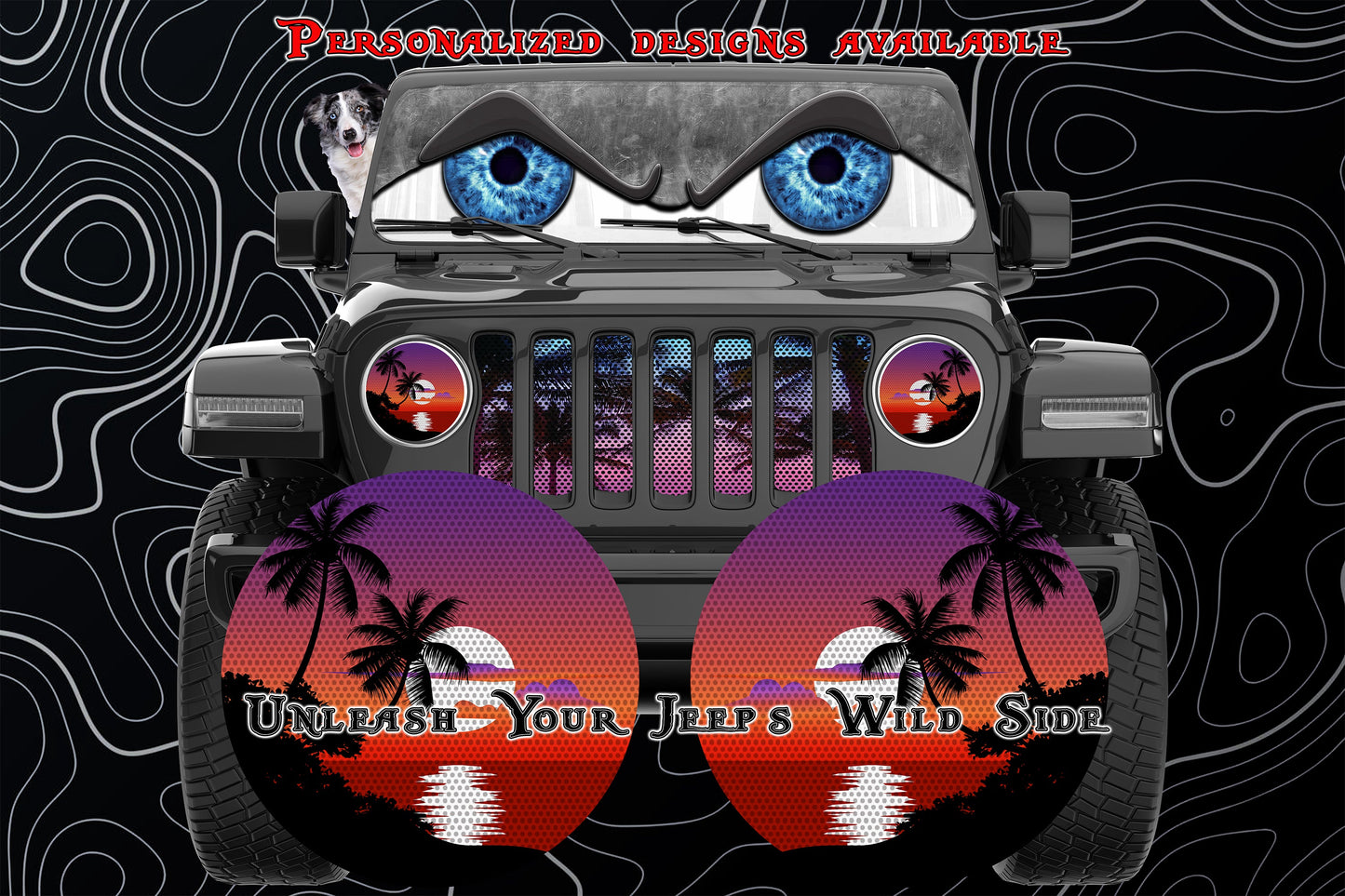 Palm Tree round headlight decals