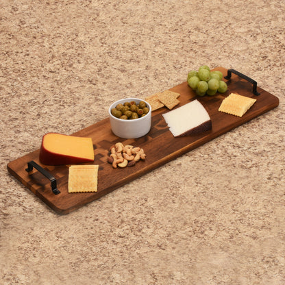 Acacia Serving Trays with Metal Handles
