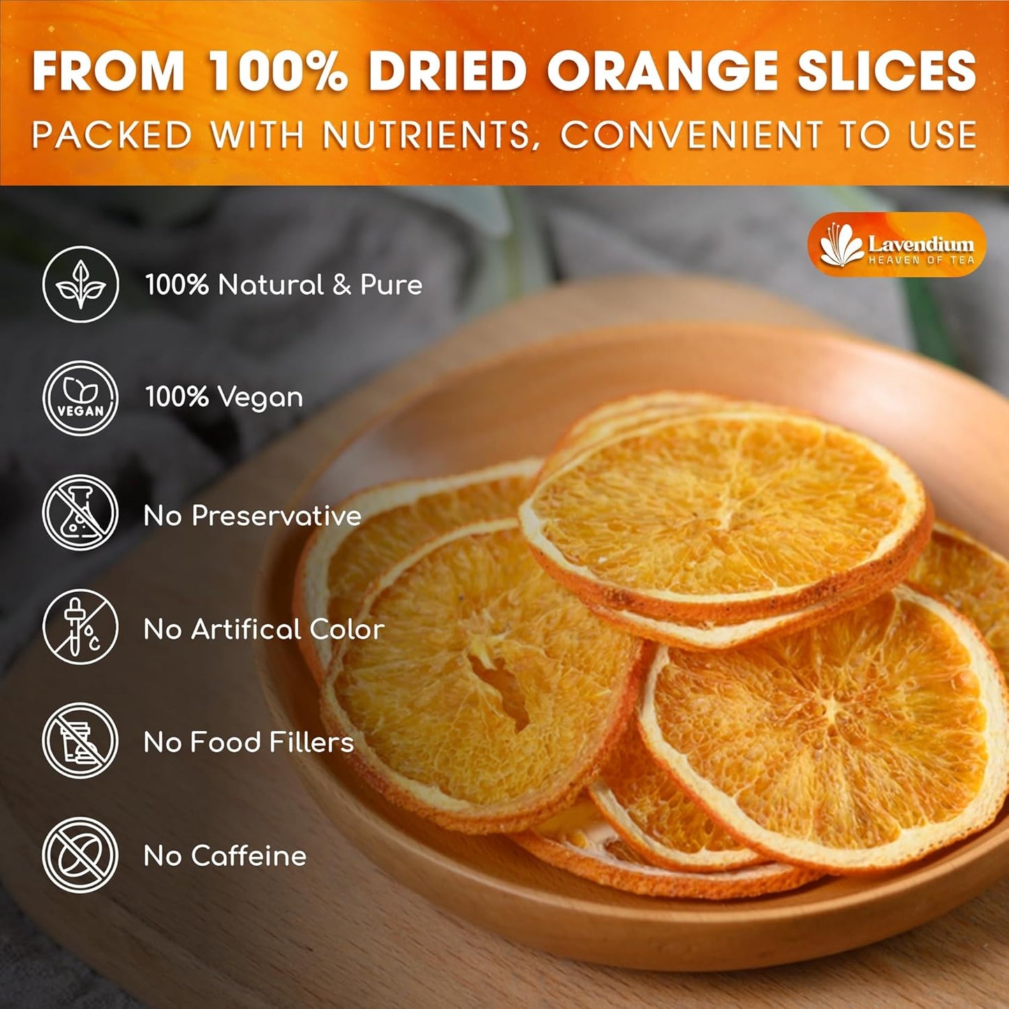 Premium Dried Orange Slices 6oz – Natural Dehydrated Citrus Wheels for Tea, Cocktails, Baking, Holiday Decorations, Potpourri, and Crafts.