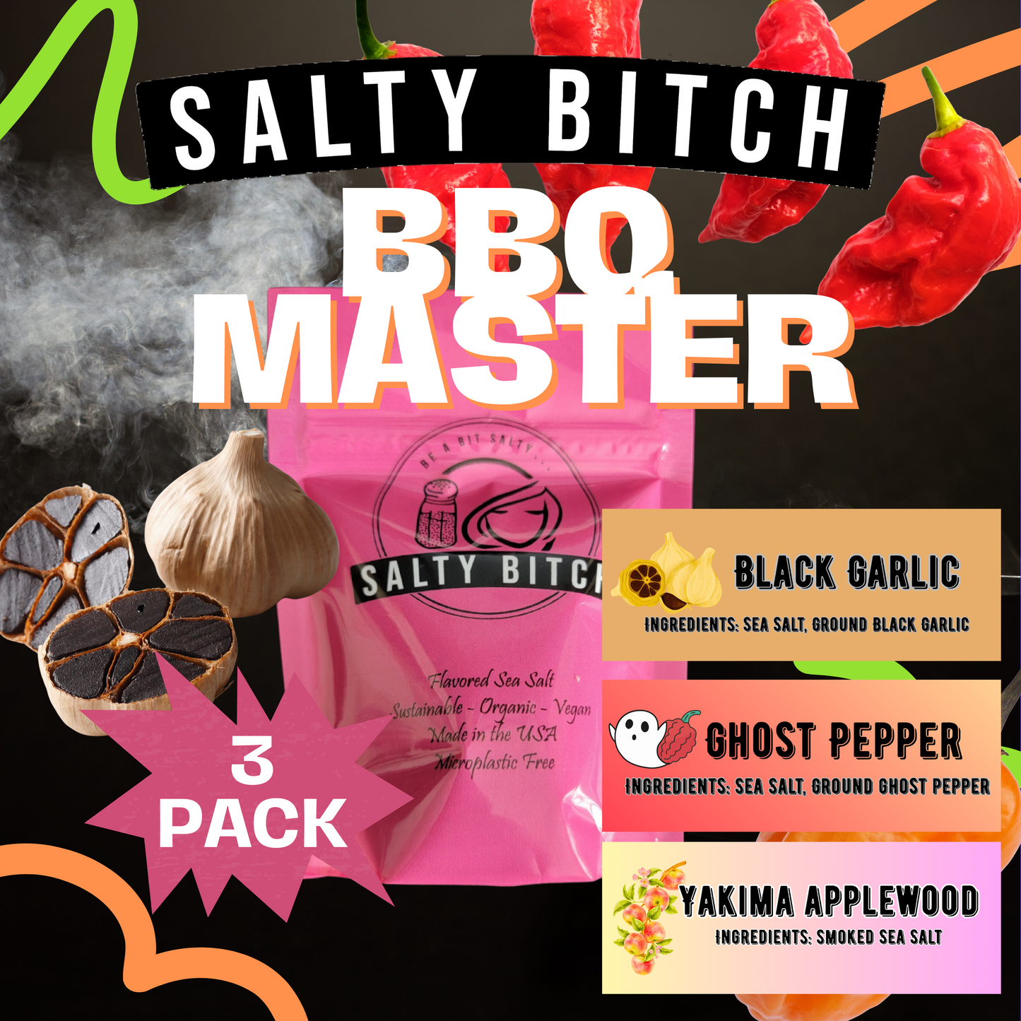 The BBQ Badass Set - 3pk Flavored Sea Salt