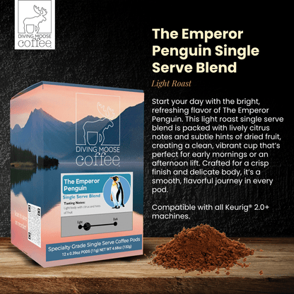 The Emperor Penguin – 12 Single Serve Coffee Pods Light Roast Blend