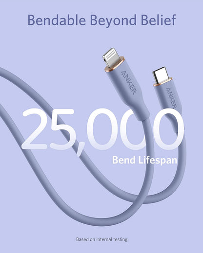 Anker <b>641</b> USB-C to Lightning Cable (Flow, 3 ft Silicone)