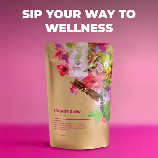 Organic Serenity Glow Herbal Tea with Tulsi & Rooibos, Metabolism Support - Stress Relief - Caffeine Free - 55+ Cups - USDA Organic & Kosher - 4 oz (113g)