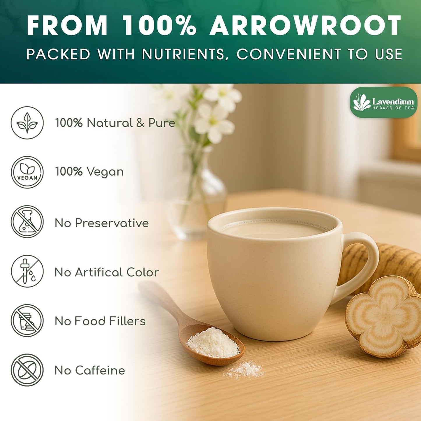 Premium Arrowroot Starch Powder – 17.6oz Resealable Bag, Gluten-Free, Non-GMO, Premium Plant-Based Thickener for Cooking, Baking & Frying.