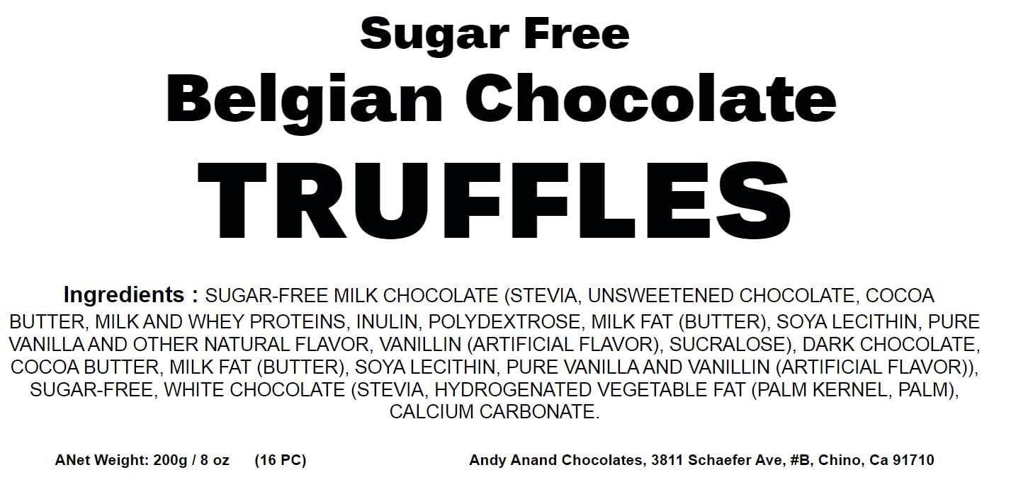 Andy Anand Sugar Free Belgian Chocolate Truffles | Exquisitely Delicious, You Won't Believe They're Sugar Free | Diabetic Friendly Gift Box | Perfect for Connoisseurs, Amazingly Delicious (15 Pieces)