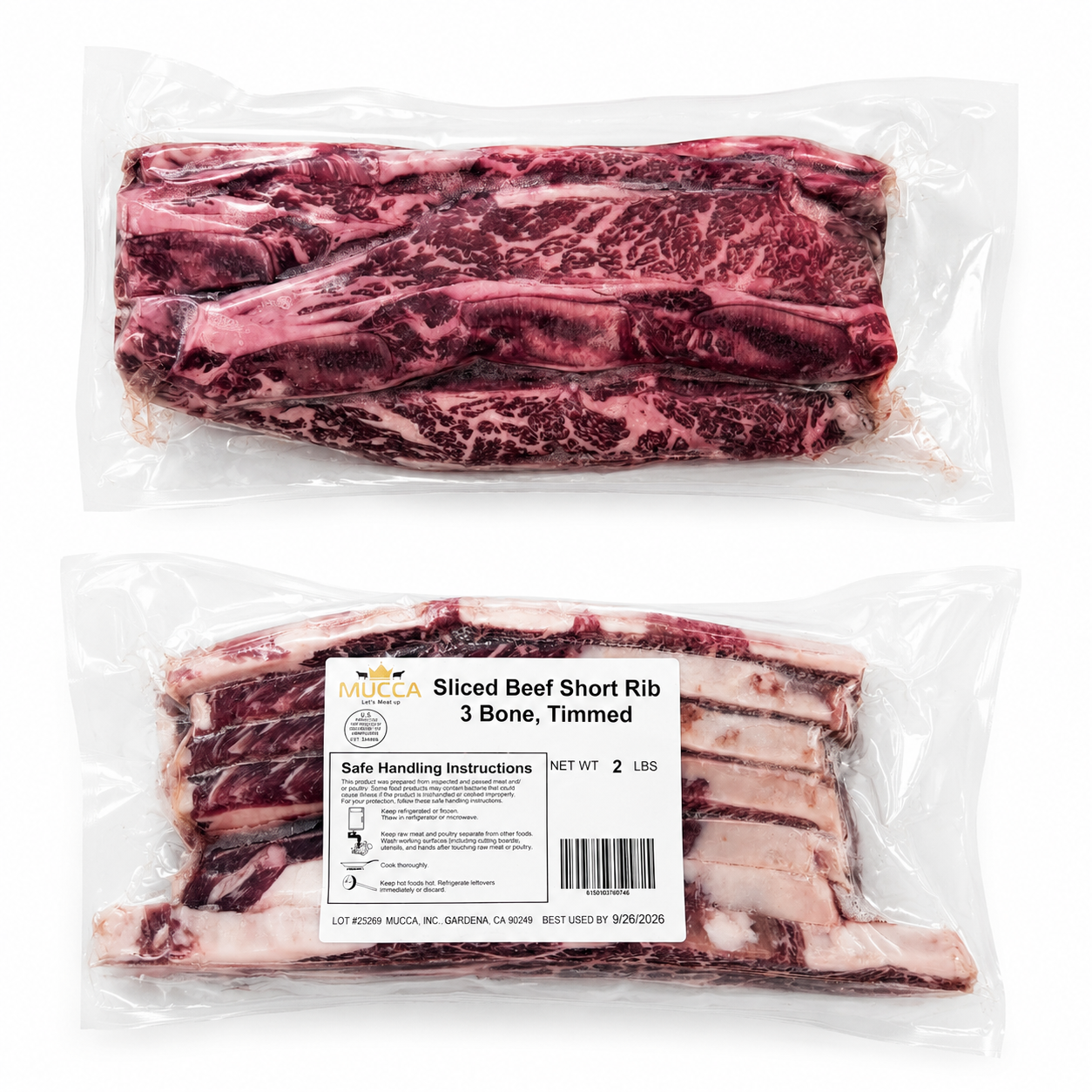 Premium Center-Cut LA Galbi (Unmarinated Beef Short Rib) (2lbs)