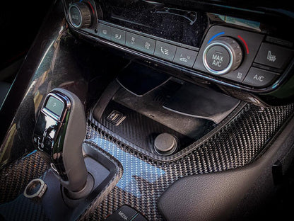 3D Carbon Phone Charger / USB / Cigarette Lighter Tray Overlay - 2020+ Supra