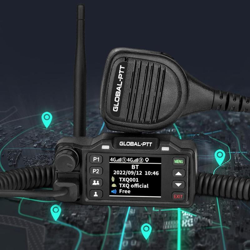 Global-Ptt V1 Walkie Talkie Vehicle Radio Station with 4G LTE GPS Function Dual Pack Portable Audio Radio for Nationwide Communication