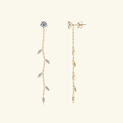 1.38 Carat Leaf Moissanite Drop Earrings in 925 Sterling Silver