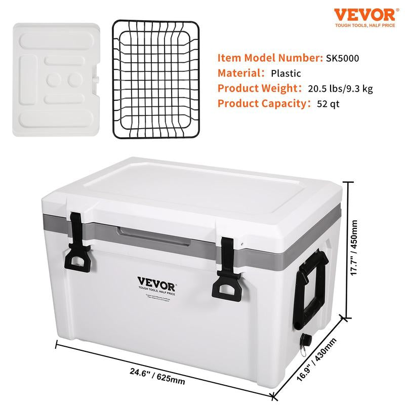 VEVOR Insulated Portable Lunchbox Cooler, Max 52 Qt - Holds 50 Cans, Ice Retention Hard Cooler with Heavy Duty Handle, Ice Chest Lunch Box for Camping, Beach, Picnic, Travel, Outdoor VEVOR Super Brand Day
