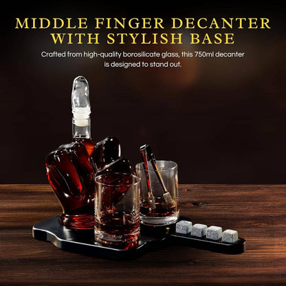Middle Finger Whiskey Decanter Set with Glasses