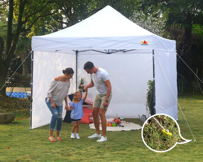 8 Inch Tent Stakes 10 Pcs Non-Rust Metal Ground Anchors, Heavy Duty Spikes with 4 Ropes for Outdoor Camping, Yellow