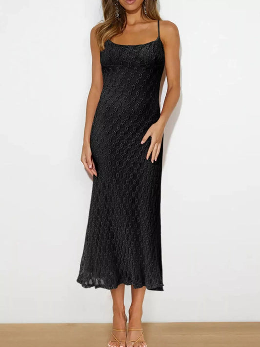 Black Scoop Neck Cami Midi Dress