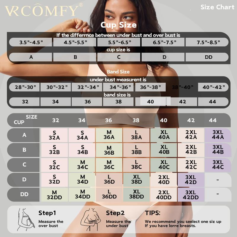 VRCOMFY Jelly Wireless Women Comfortable Push up Bras Wireless Seamless Full Coverage Bra Buttery Soft Everyday Tshirt Bra