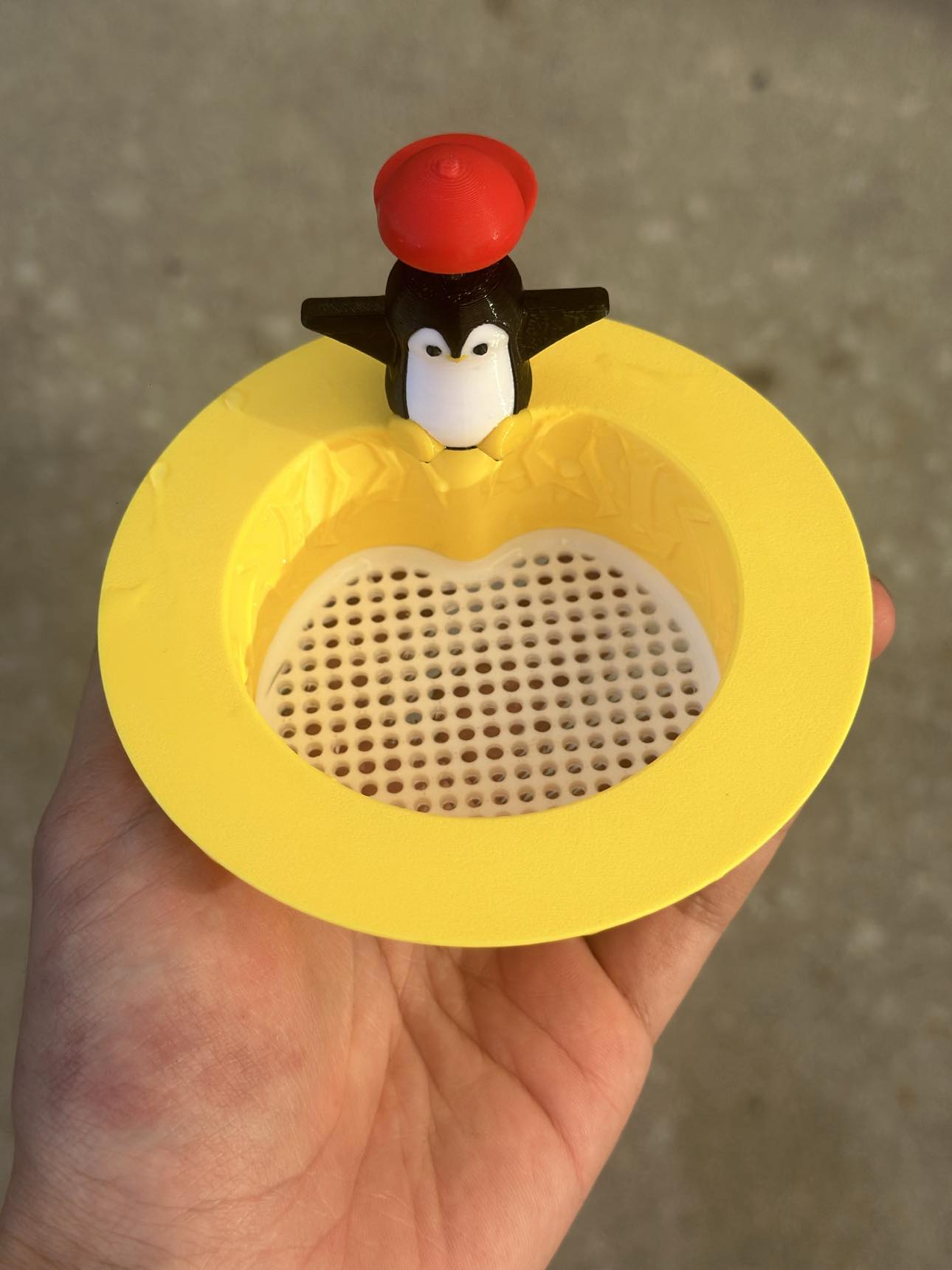 Adorable 3D-Printed Penguin Sink Strainer – Eco-Friendly and Functional Drain Protector