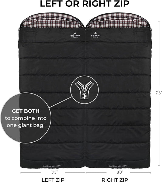 Teton Celsius XXL Sleeping Bag, Cold Weather Sleeping Bags for Adults and Kids, Camping Made Easy and Warm. Compression Sack Included, 35F, 25F, 0F, 20F Degree