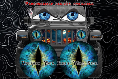 Blue and yellow cat eye decal