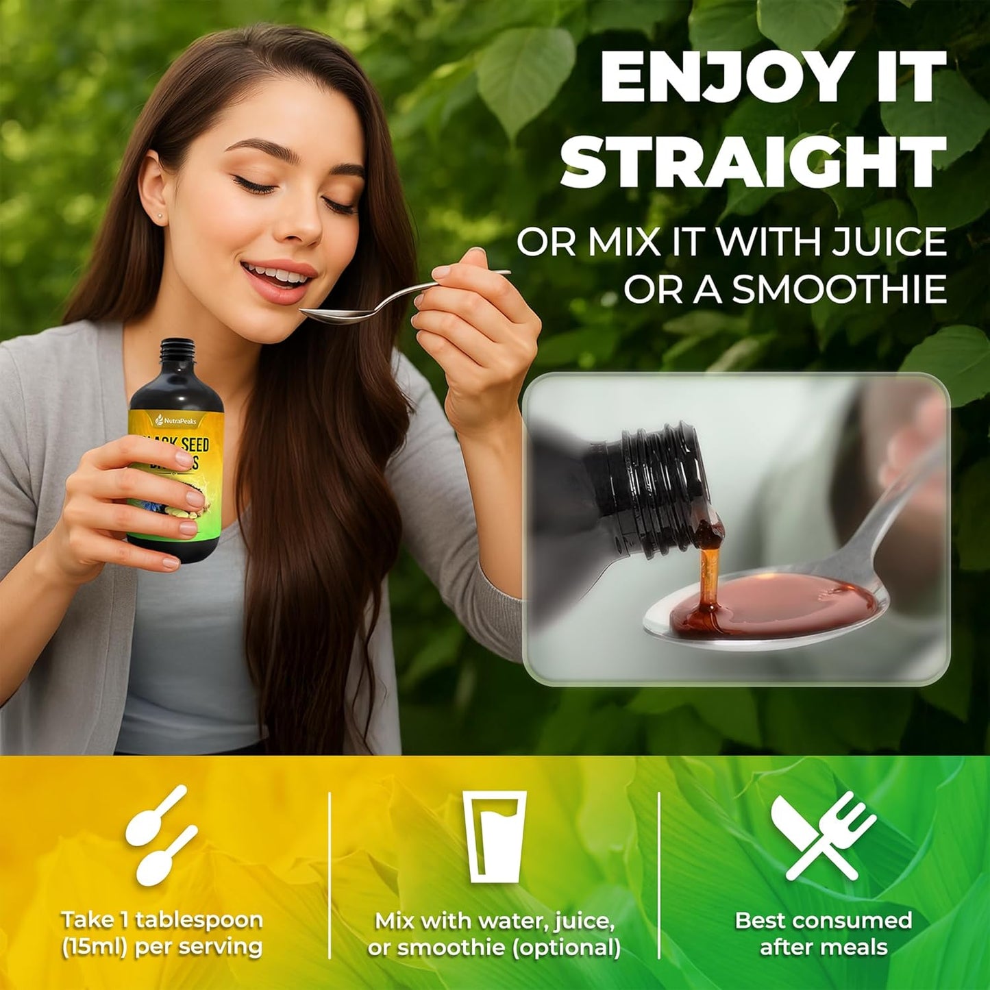 Black Seed Oil Bitters Liquid - 16 fl oz - Premium Herbal Blend with Black Seed Extract, Curcumin (Turmeric Extract), Ashwagandha, Elderberry, Probiotics, Vitamin C, Zinc