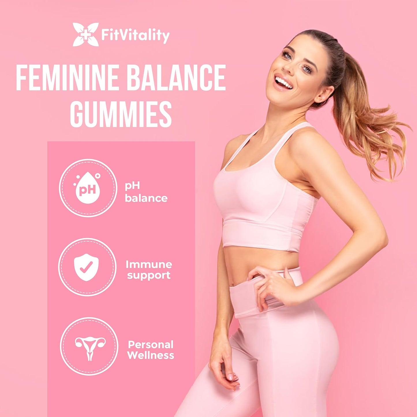Premium Feminine Balance Gummies – Vaginal Probiotics & Support Digestive Health – Probiotics, Collagen Type II, Chasteberry, Vitamin D & Magnesium