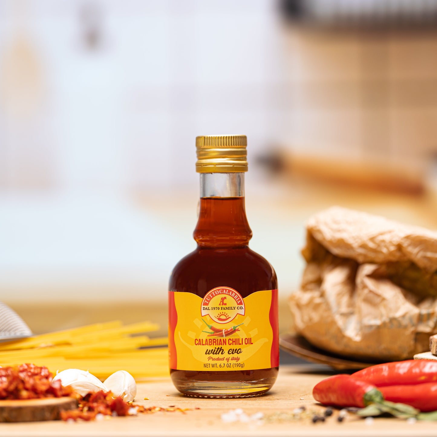 TuttoCalabria Chili Pepper Infused Extra Virgin Olive Oil – 6.76 oz (200 ml)