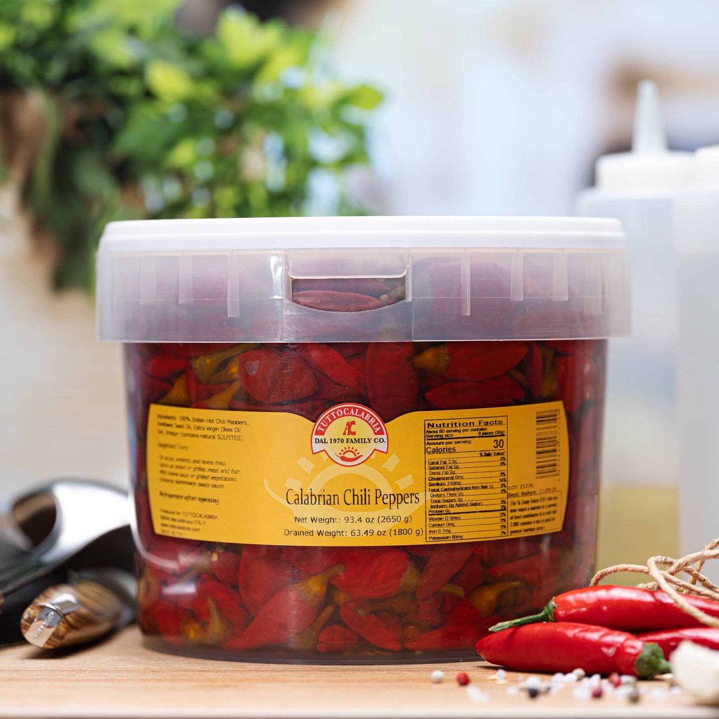 Tutto Calabria, Whole Calabrian Chili Peppers Tub - 93.4 oz