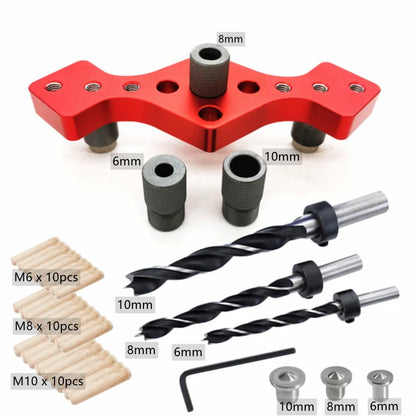 Woodworking 6/8/10Mm Vertical Pocket Hole Jig Self Centering Dowel Drill Guide Pin Fixture Sliding Drilling Punch Guide Set
