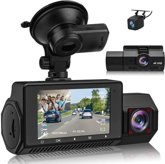 New 4K HD Dash Cam with WiFi, GPS, and 3 Cameras