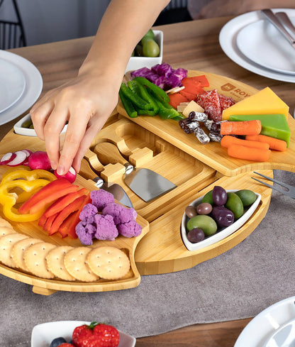 Royal Craft Wood Rotating Cheese Board With Knives