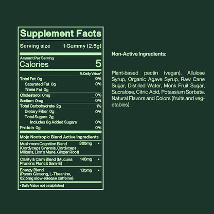 Mojo | Mushroom Dosed Gummies Extra Strength Brain Boost Gummies - Strawberry Tangerine