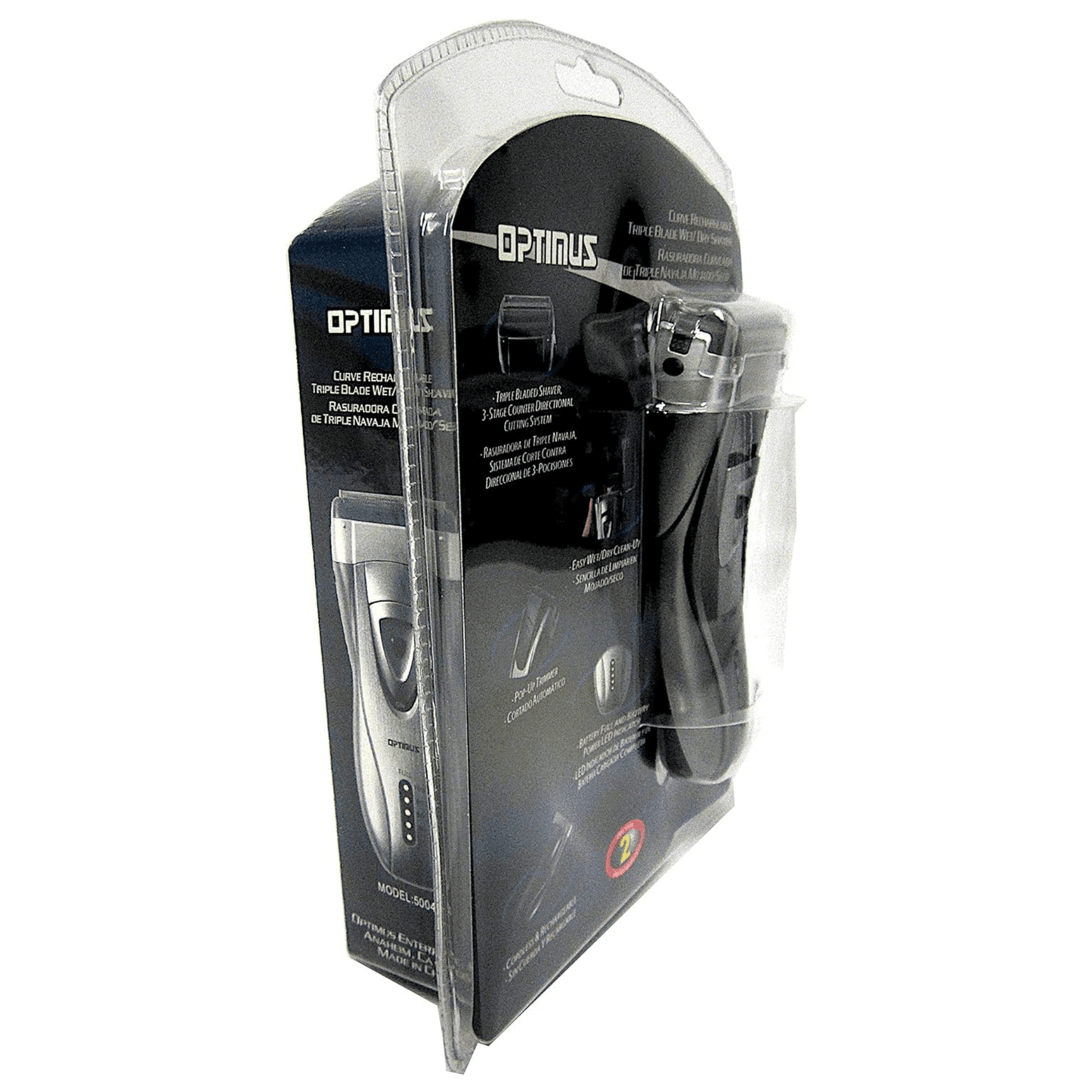 Optimus Cordless Rechargeable LED Shaver with Pop-Up Trimmer