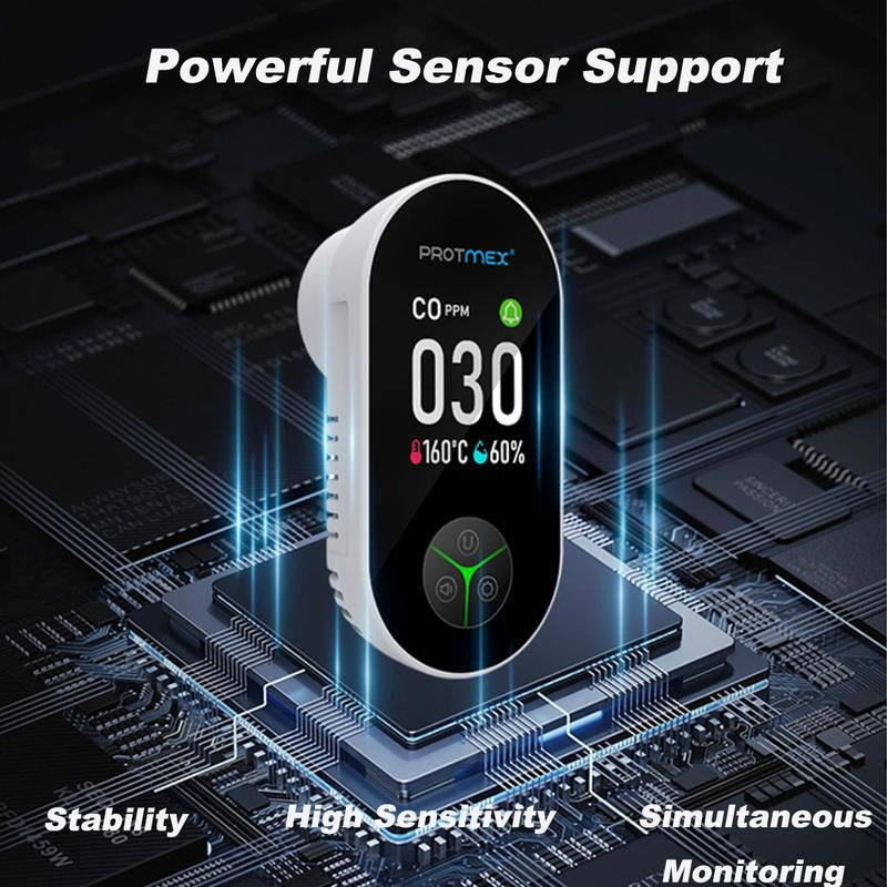 Protmex Portable Carbon Monoxide Detectors & Natural Gas Detector Plug In, Temperature Humidity Sensor Built-In, Gas & CO Monitor Alarm Sound Warning for Kitchen/Garage/Travel
