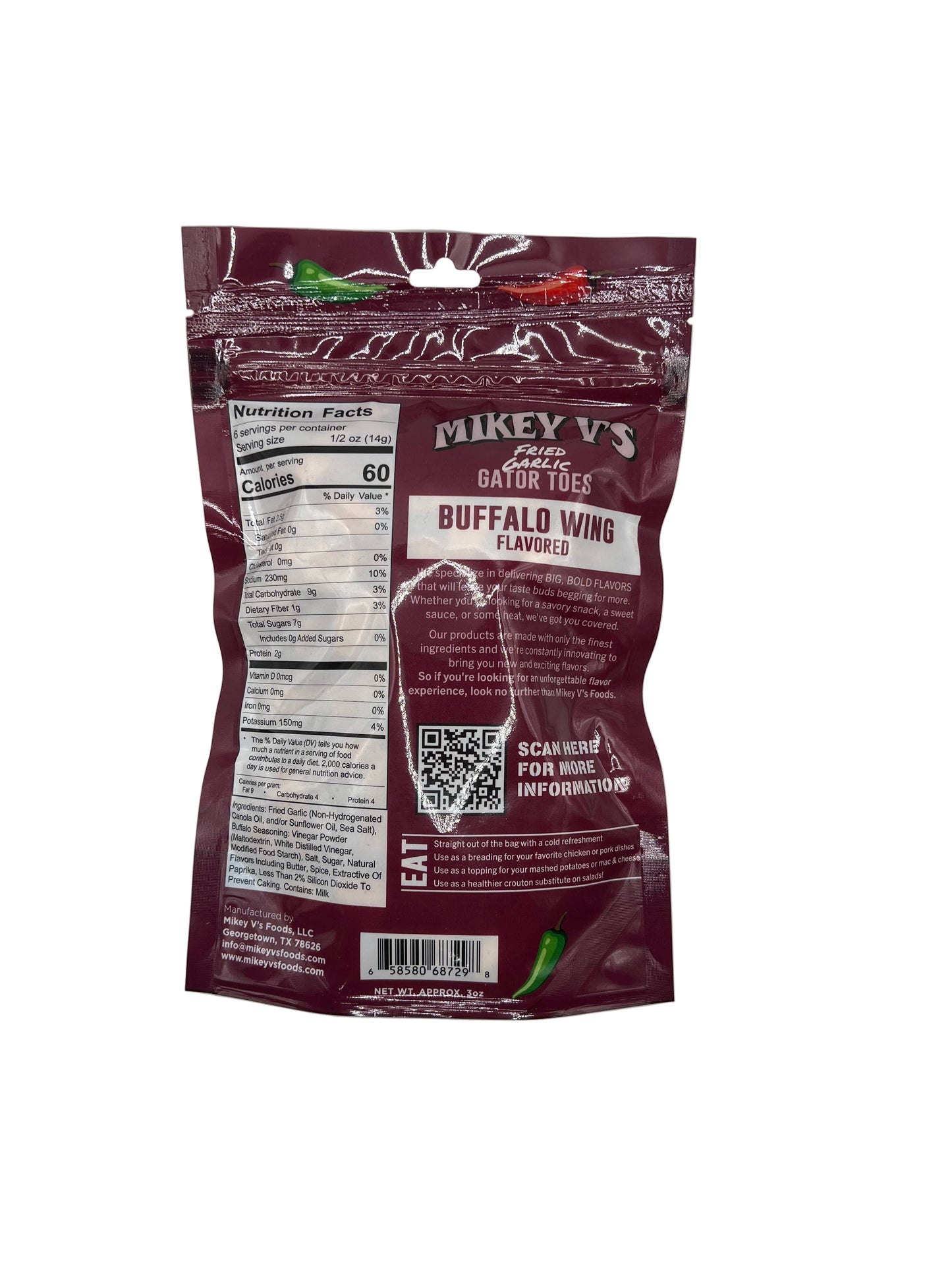 Gator Toes (Deep Fried Garlic) - Buffalo Wing: 3oz