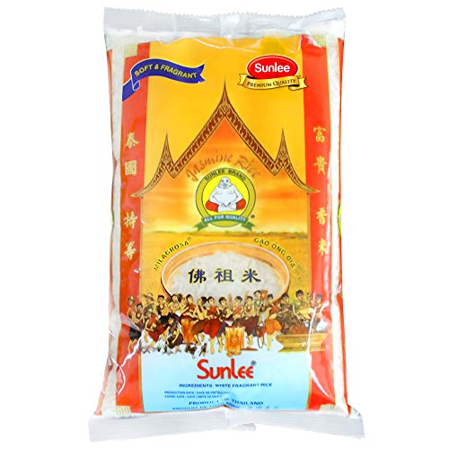 Sunlee Thai Jasmine Rice - 5 Lbs. Long Grain White Rice, Aromatic Thai Hom Mali, Great for Vegans & Vegetarians, Naturally Gluten-Free