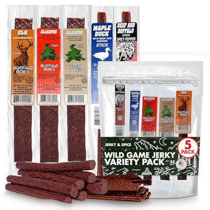 Wild Game Jerky Variety Pack - 5 Exotic Meats Gift Set | 8 oz Premium Assortment