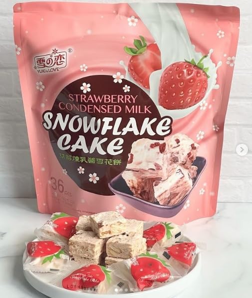 Yuki Variety flavors -  Condensed Milk Snowflake Cake 15.23 oz, 432 g, 36 Count, 雪の戀 草莓煉乳醬雪花餅