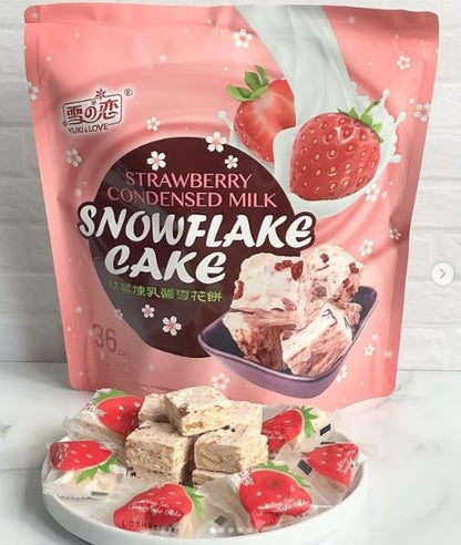 Yuki Variety flavors -  Condensed Milk Snowflake Cake 15.23 oz, 432 g, 36 Count, 雪の戀 草莓煉乳醬雪花餅