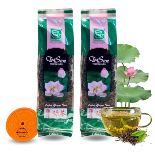 Thai Nguyen Lotus Tea Phuc Long- Tra Sen Thai Nguyen with Trademarked NromBox® on the Barbell Bumper Plate Drink Coasters (Color May Vary) | MADE IN USA | 200gram/ 2 Pack.