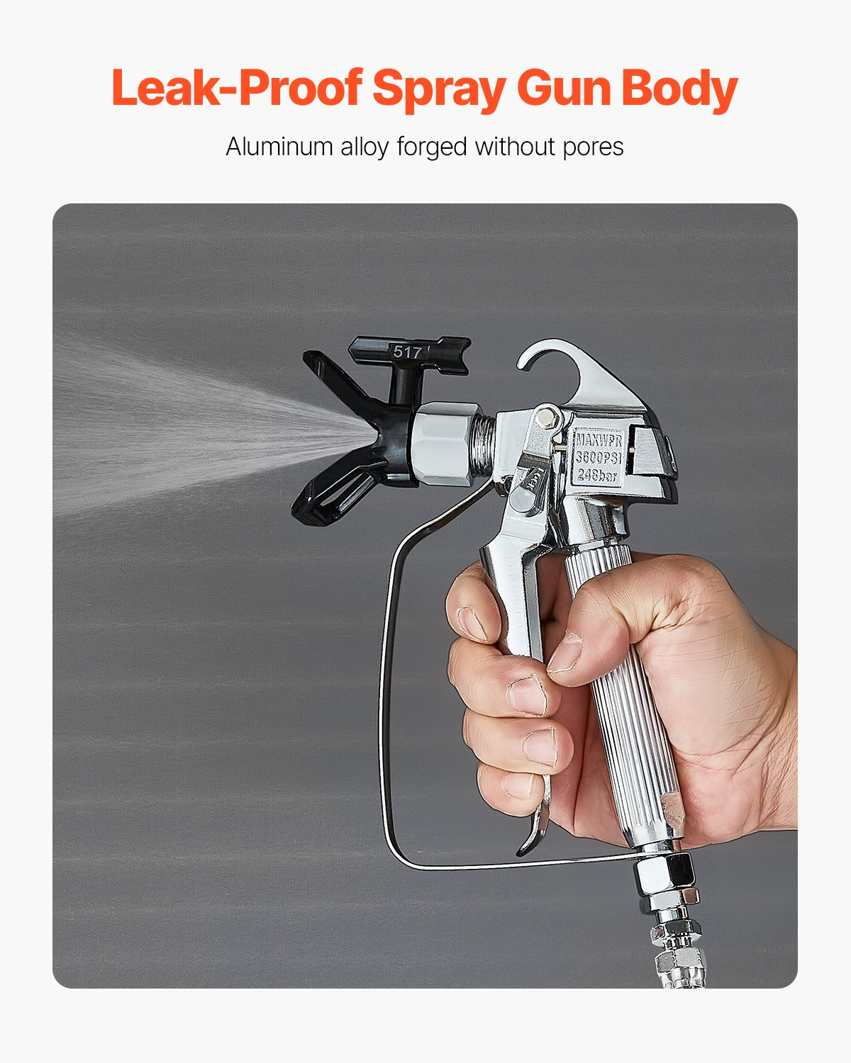 Airless Paint Spray Gun 3600PSI High Pressure Airless Spray Gun 517 Tip