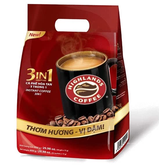 Vietnam Instant Coffee - 3 In 1 Instant Coffee From Highlands Coffee - Bag of 50 sachets (29.98 Oz)
