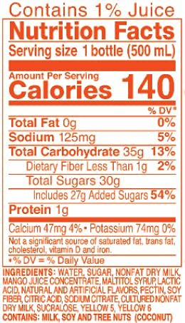 CALPICO Mango, Non-Carbonated Drink, Japanese Beverage Contains Mango Juice Concentrate, Sweet and Tangy Asian Drink, 16.9 FL oz. (Pack of 6)