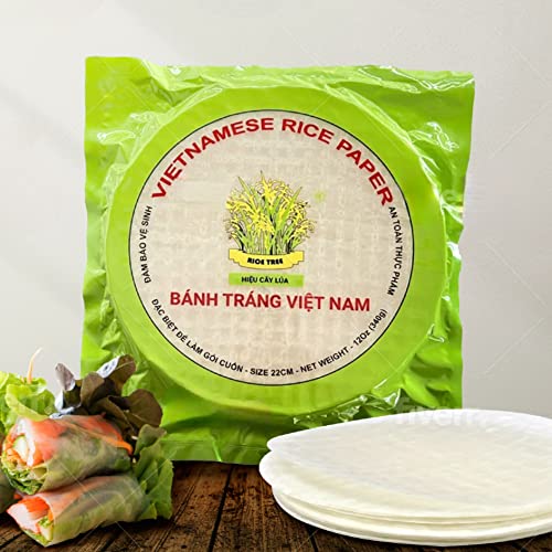 MekomanRice Papers - Bánh Tráng Wrappers for Spring rolls Round 22cm, 12oz