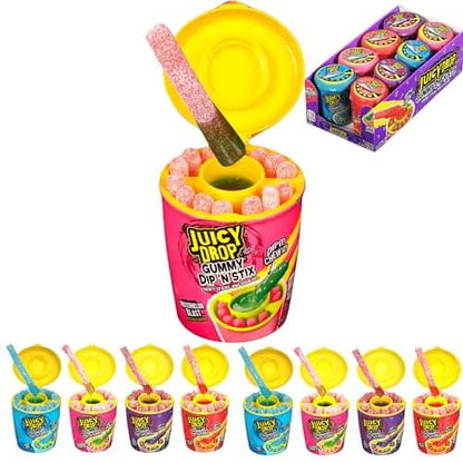 TikTok Viral - Juicy Drop Gummy Dip 'N Stix, Interactive Sour Candy 8-Pack | Sweet & Tangy Fun