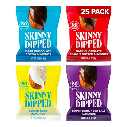 Viral SkinnyDipped Variety Pack - Low Sugar Almonds (25 Mini Bags, 11.5oz)