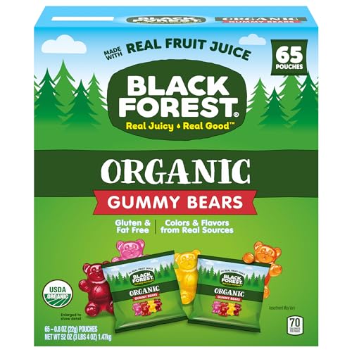 Black Forest Organic Gummy Bears Candy, 0.8 Ounce Pouches, 65 Count