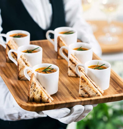 Wilmax Porcelain Bamboo Platter 13" inch X 9" inch | For Appetizers / Barbecue / Burger Sliders