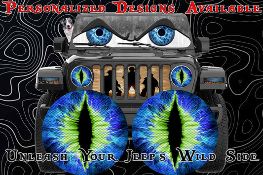 Blue green round headlight decals