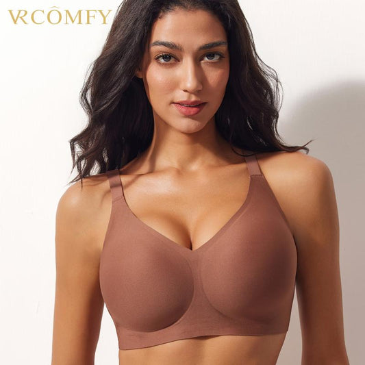 VRCOMFY Jelly Wireless Women Comfortable Push up Bras Wireless Seamless Full Coverage Bra Buttery Soft Everyday Tshirt Bra