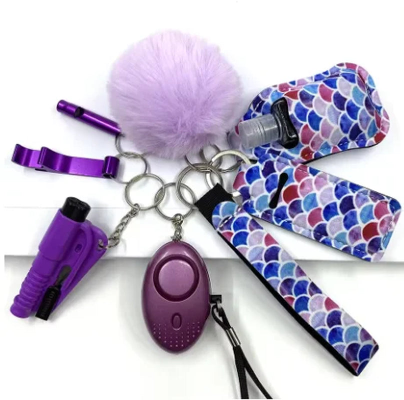 Safety Keychain Full Set, Self Defense Security Keychain Set with Personal Alarm Protective Keychain Accessories for Women Girls