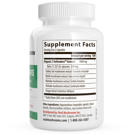 5 Defenders Organic Mushroom Blend Capsules by Real Mushrooms